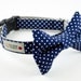 Navy Blue Polka Dot Bow Tie Dog Collar