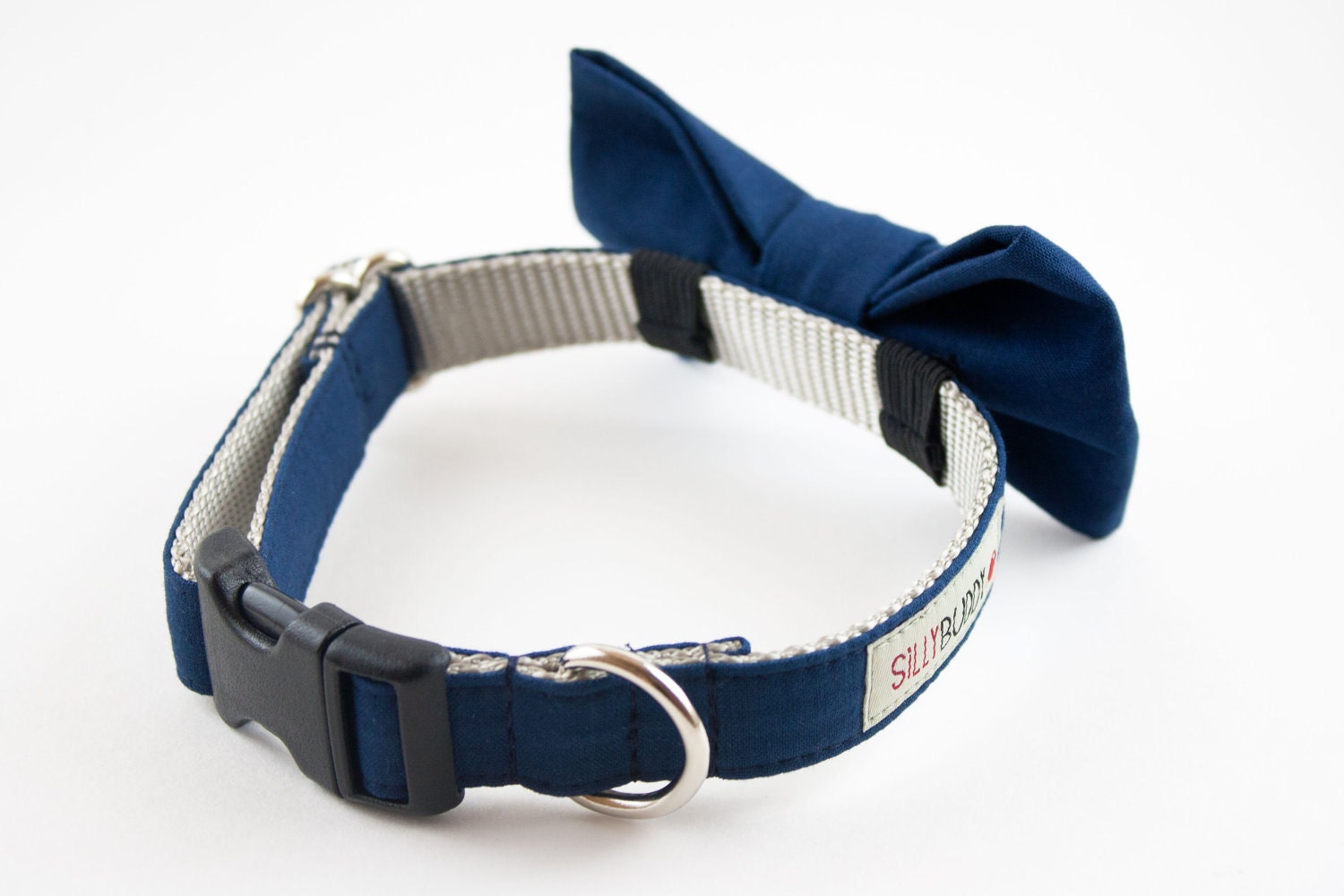 Classic Solid Navy Blue Wedding Dog Bow Tie Collar