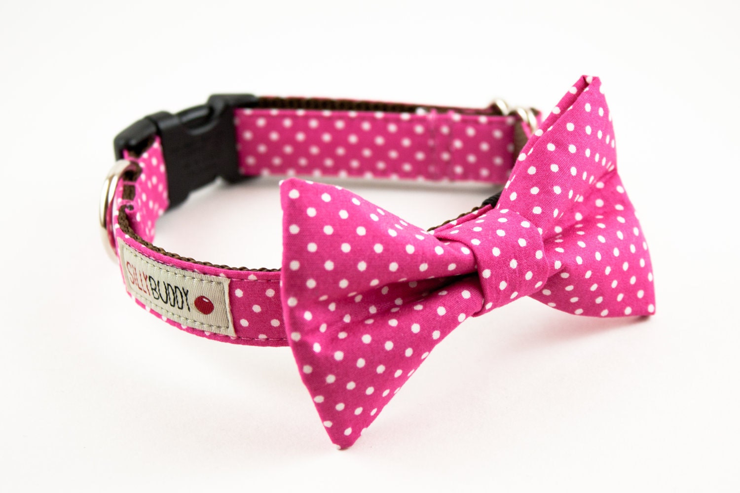 Hot Pink Polka Dot Bow Tie Collar