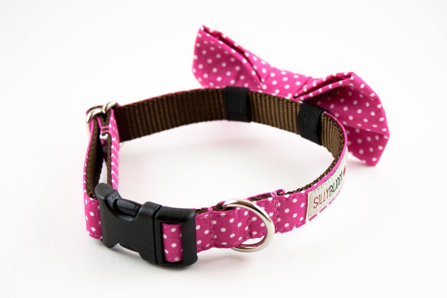 Hot Pink Polka Dot Bow Tie Collar