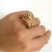 Brass Hand Cocktail Ring, Hand Carved