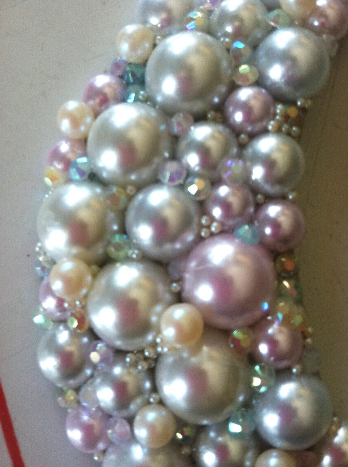 Metal Peter Pan Collar Bib Necklace -- Pearl and Rhinestone