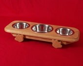Elevated Cat Feeder Solid Oak Wood 3 Inch High One Quart and One Pint Bowls  FREE STAINING