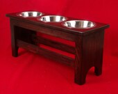 Elevated Large Dog Feeder Solid Oak 15 Inch High Three Quart  FREE NAME and STAIN