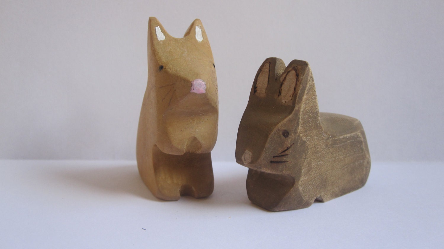Wooden bunnies, waldorf wooden rabbit - Halushka