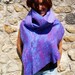 Felted Violet Purple Wool Shawl and Brooch (set)