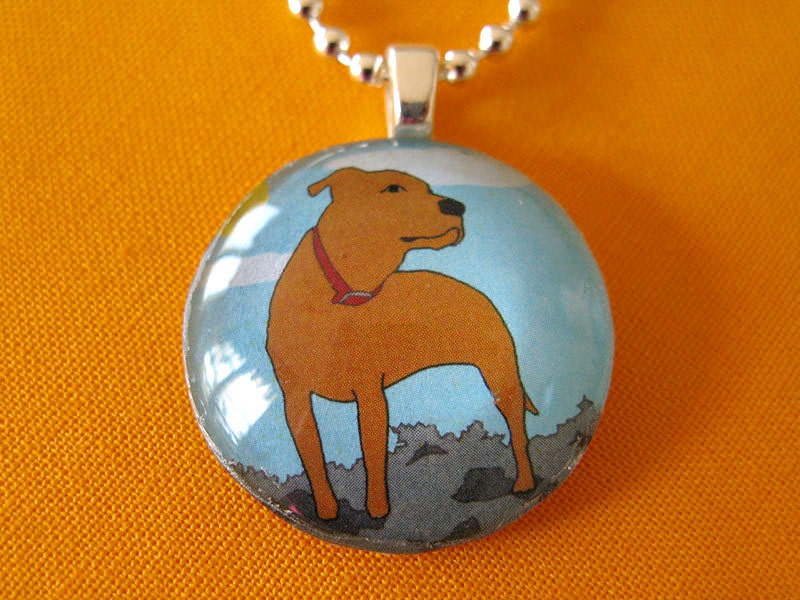 Rear Leg Pit Bull Tripod Dog Charm with Free Bead Necklace
