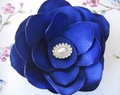 Sapphire blue fabric flower hair clip, hair accessories, wedding bridal