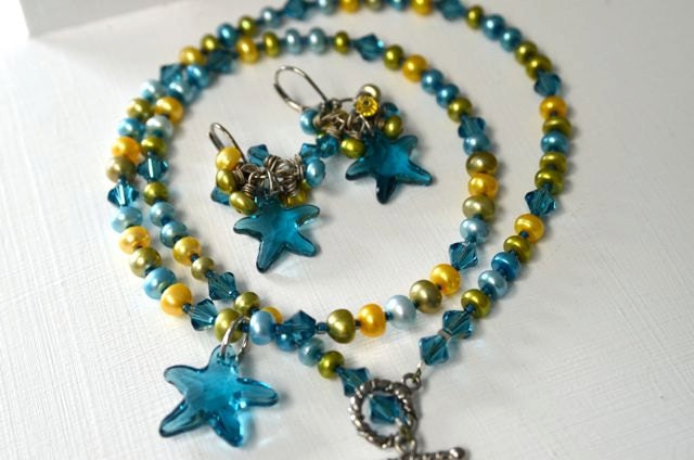 Starfish Necklace Pearl Necklace Pearl Earrings Starfish Earrings "Dreaming of Summer"