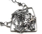 Mens Necklace Recycled Sterling Silver Unisex  Industrial Necklace  -   Urban Deconstruction