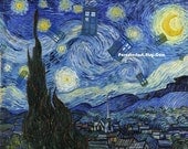 Doctor Who TARDIS Parody Print Vincent van Gogh STARRY NIGHT