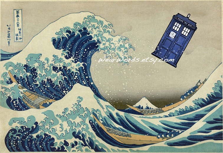 Doctor Who TARDIS Print Large POSTER Hokusai Great Wave off Kanagawa Parody