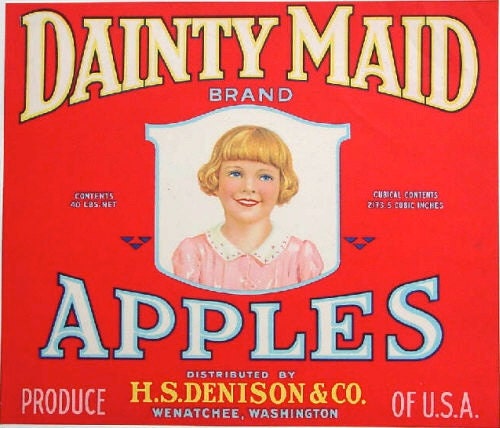 1920 Dainty Maid Blonde Blue Eyed Little Girl WA Apple Crate Label