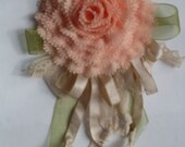 Peach Lace Flower Pin