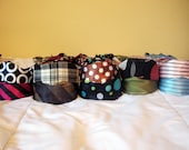 Vintage 1950's inspired colorful pattern Headband Scarfs - you pick one - pink blue brown stripes