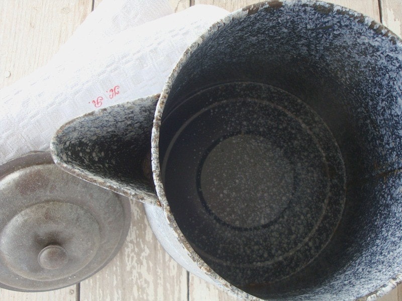 grey graniteware coffee pot