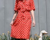 Vintage Red and White Polka Dot Silk Dress