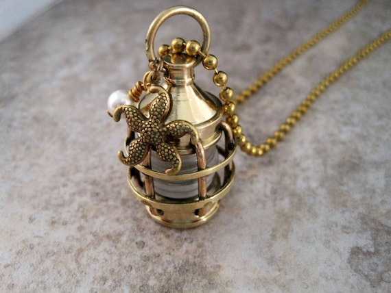Nautical Steampunk Brass Lantern Necklace By Metals And Time