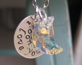 I Love You to the Moon and Back - READY to Ship - Mother's Day Gift -  Sterling Silver Disc  - Swarovski Moon  - TakeFlightBoutique