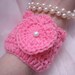 Crochet heart cuff Crochet Cuff Bracelet, Pink Boho Chic Crochet Bracelet, Thread Crochet, Heart Bracelet