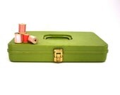 Vintage LIME Green Thread Storage Carrying Case