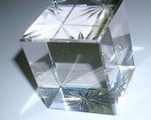 Glass Cube Paperweight with Star