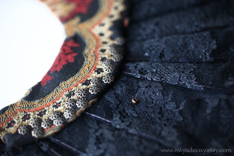 Miyu Decay OOAK Black Lace Fan Kokoshnik Headdress