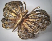 Antique Art Nouveau Butterfly Brooch Filigree Pin Italy