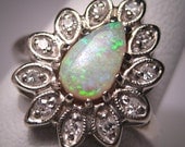 Vintage Australian Opal Diamond Ring Antique Retro Deco