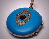 Antique Victorian Enameled Ruby Locket Necklace Pendant