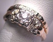 Antique Diamond Wedding Ring Set 18K Vintage Art Deco