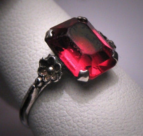 Antique Art Deco Ruby Wedding Ring Vintage Engagement
