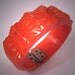 Vintage Carved Bakelite Bracelet Clamper Art Deco Floral Red-Orange