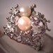 Retro Vintage Pearl Ring Ornate Sterling with Rhodium Setting