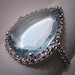 Vintage Blue Topaz Diamond Ring White Gold Estate Gem