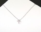 New - Tiny Sterling Silver Cz Cross Necklace