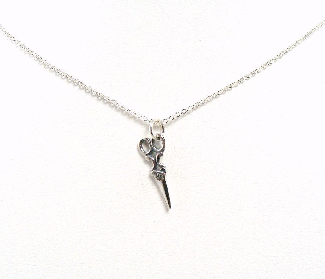New - Sterling Silver Tiny Scissor Necklace