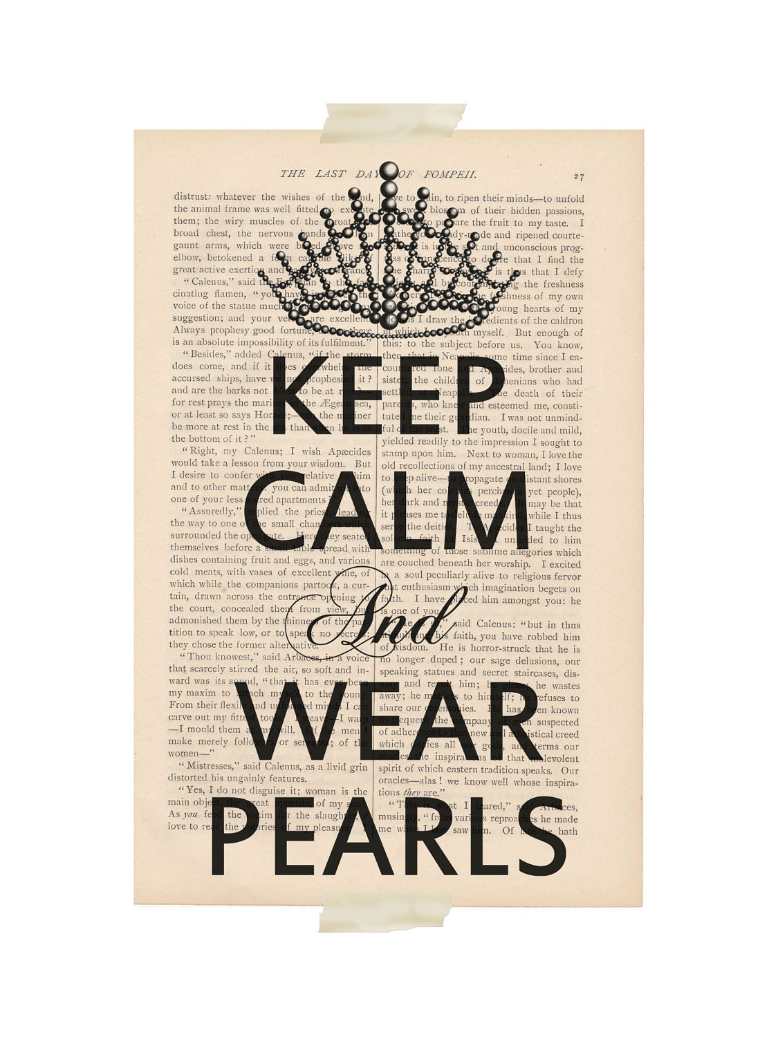 Keep Calm & Wear Pearls print - dictionary art print decor