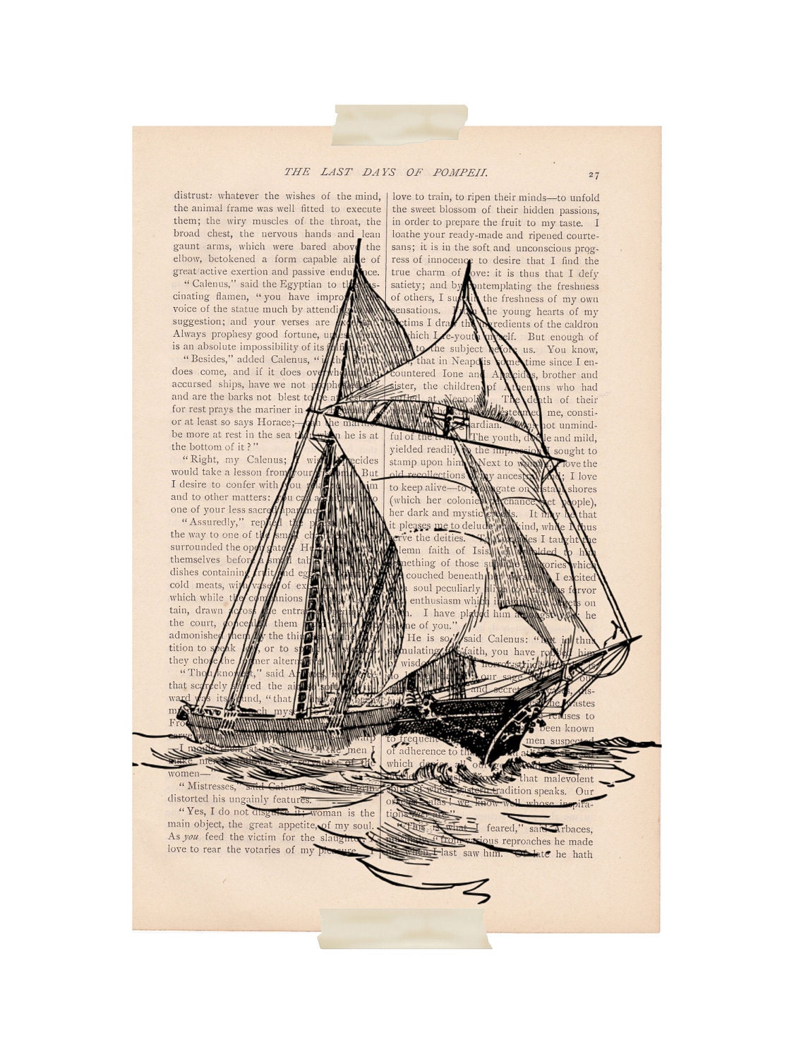 black friday sale dictionary art SAILBOAT ship book page print wall decor