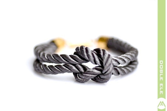 Square Knot Silk Rope Bracelet - Gray
