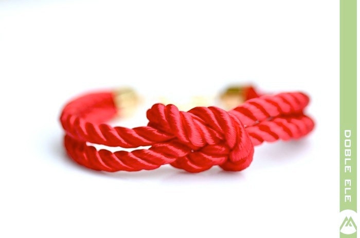 Square Knot Silk Rope Bracelet - Red