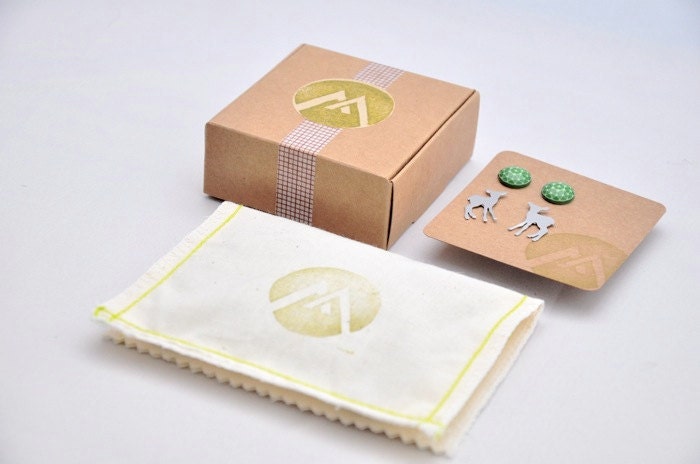 Glossy Dot Ear Posts - 10mm - Mustard