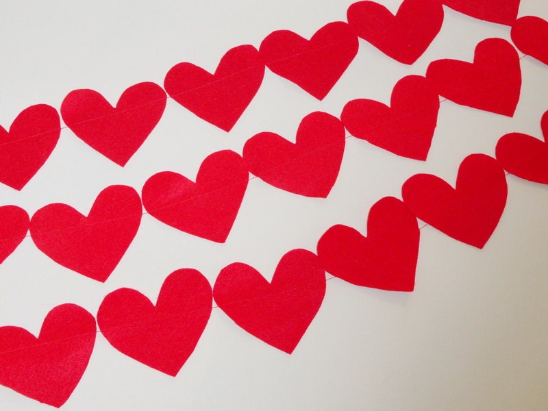 Valentines day decoration wedding decoration red felt heart garland kids room decor holiday decoration