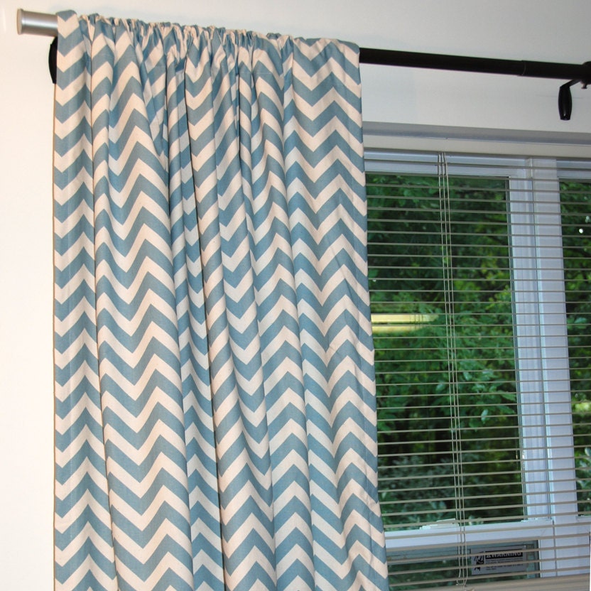 SALE- Decorator Zig Zag Chevron Curtain Panels - Pair 89-96 inch - Free Shipping - Pick your color