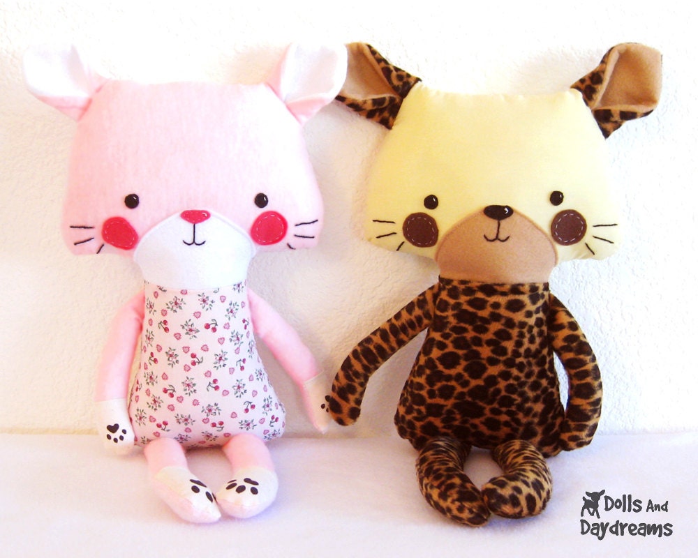Cat Kitten Tiger Leopard PDF Sewing Pattern Softie Stuffed Toy