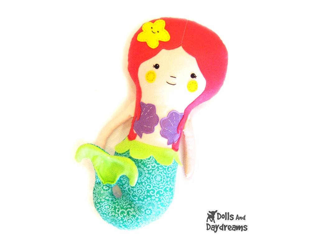 Mermaid Doll PDF Sewing Pattern Softie Instant Download - DollsAndDaydreams