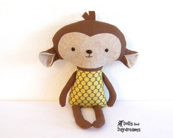 Monkey PDF Sewing Pattern Softie Stuffed Toy