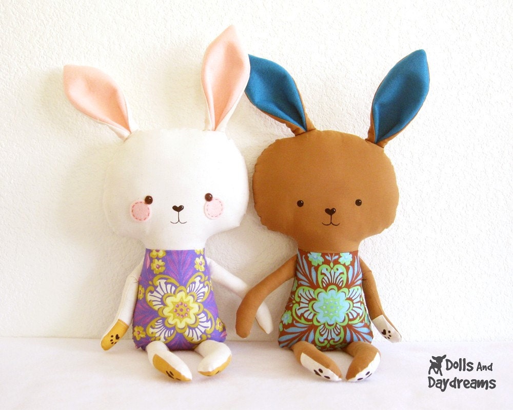 Bunny Rabbit PDF Sewing Pattern Stuffed Toy Softie DIY Easter