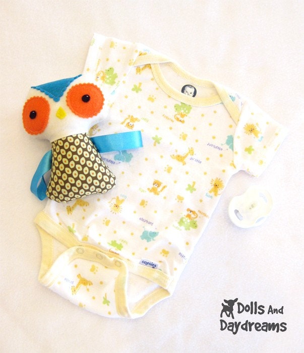 Baby Owl Ribbon Tag Softie Stuffed Toy PDF Sewing Pattern