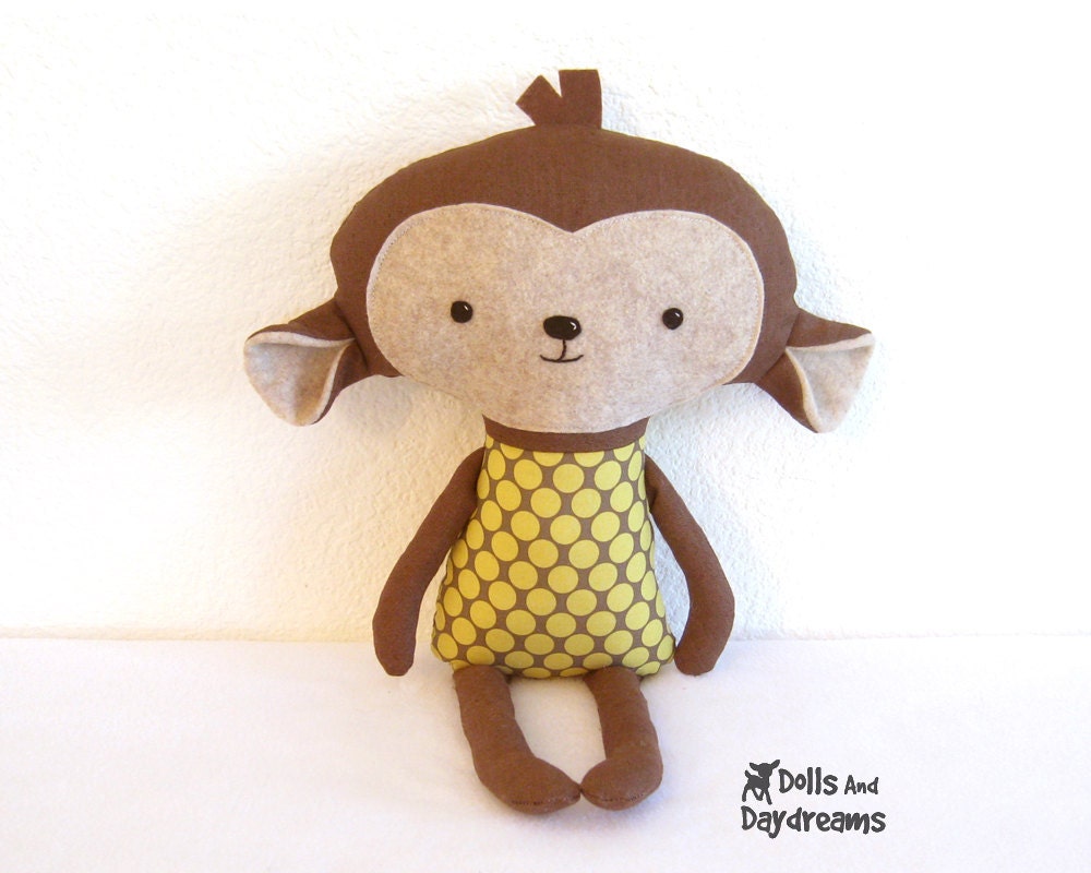 Monkey PDF Sewing Pattern Softie Stuffed Toy
